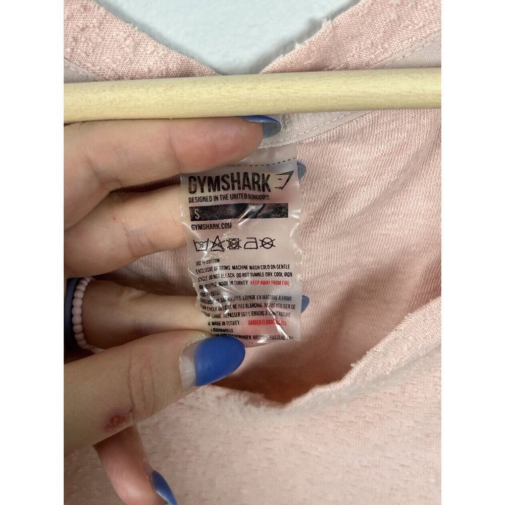 Gymshark Towel Tee Oversized Crop Top Blush Pink Size Small Cotton Vneck Women’s - Picture 4 of 4